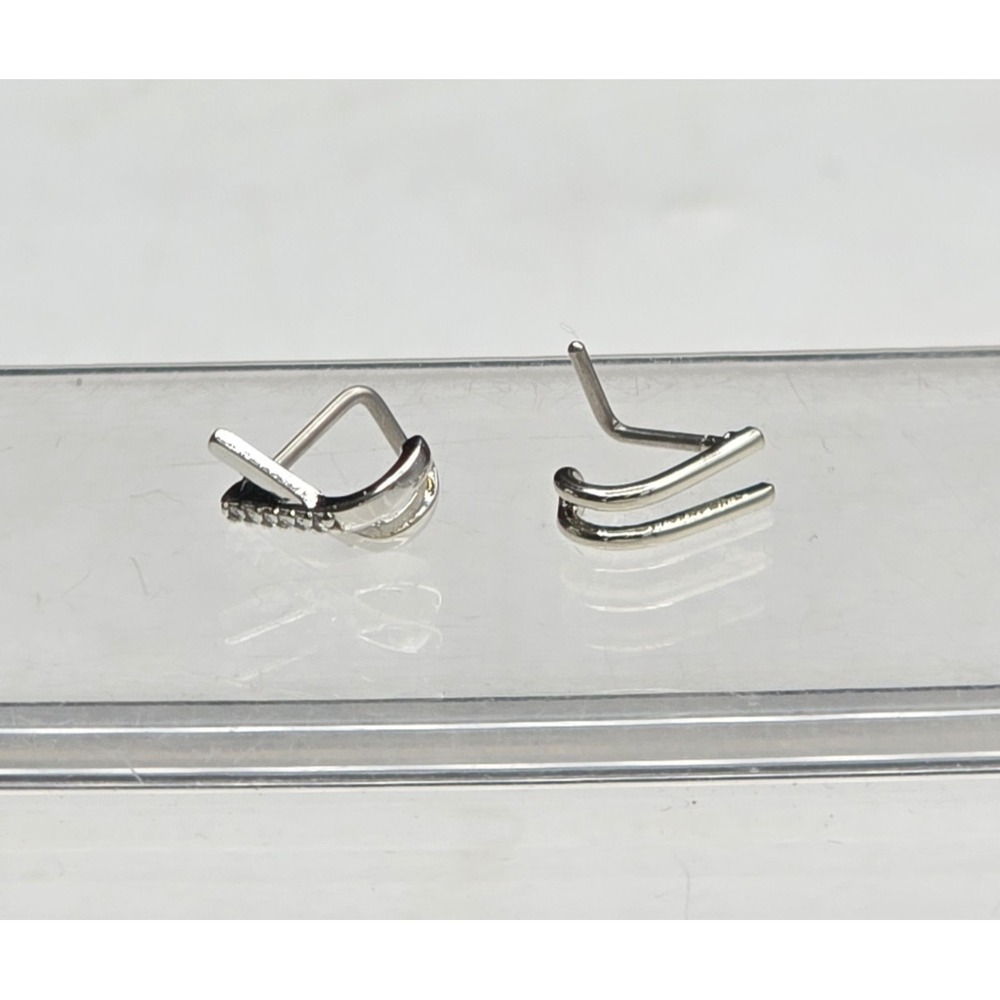 NEW Oufer 2pc Nose Ring Stud - Cross,‎ Double Rows 20G L-Shaped Studs